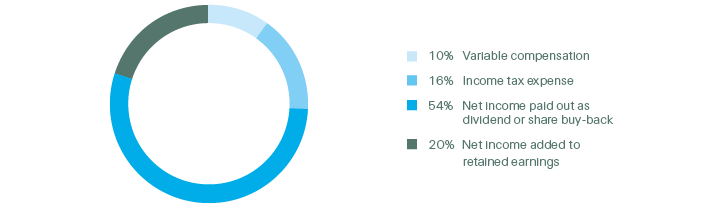 Attribution of 2016 Group income (pie chart)