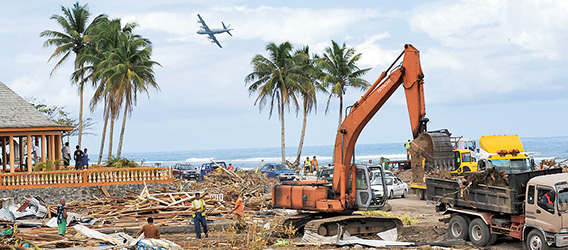 Recovery efforts on Tonga following Cyclone Ian in January 2014.