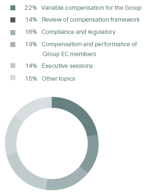 Compensation Committee’s time allocation to key topics in 2016 (pie chart)