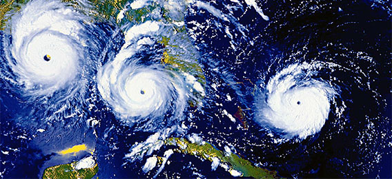 Satellite image of three storms (photo)