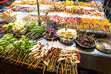 Colorful asian street food stand (photo)