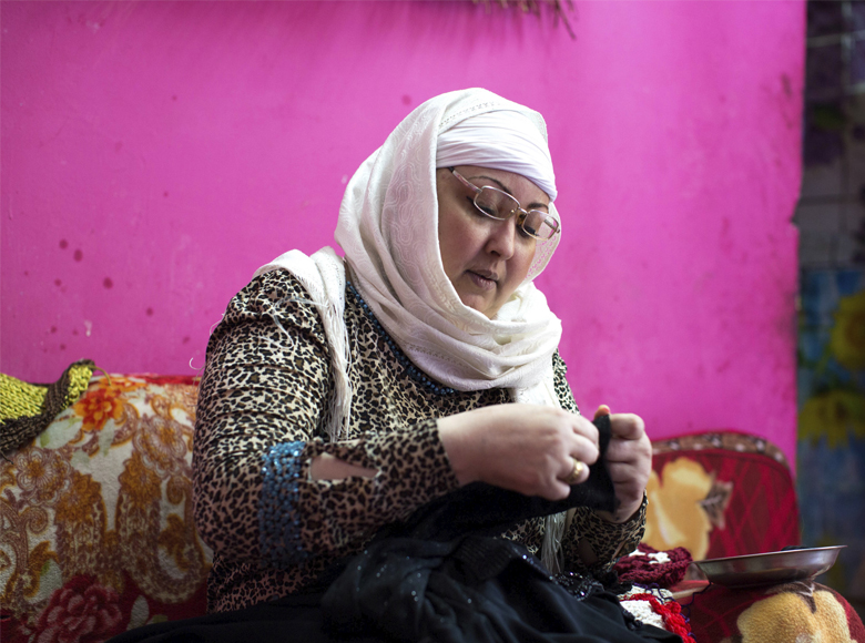 Manal Sayed Ahmed – working in her embroidery business in Egypt (photo)